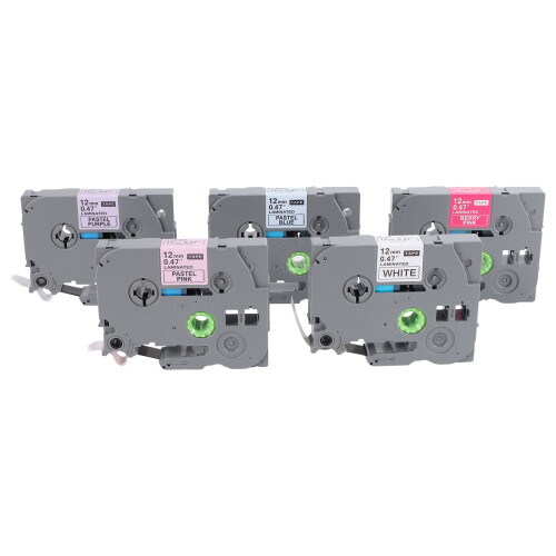 Compatible Label Tape Replacement for P-Touch 12Mm 1/2 Inch Laminated (Berry ////White) for  Label