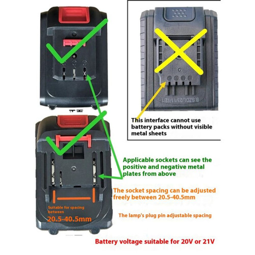 LED Work Light Waterproof Power Tool Accessorie Lithium Battery Work for Flood Lighting, Outdoor Construction B