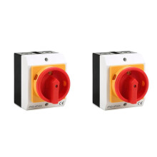 2X Interrupteur Principal, Interrupteur Rotatif à 4 Broches, Disjoncteur 16 A, Interrupteur de Réparation avec Boîtier de Séparation de