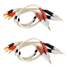 2 Pair Insulated Banana Plug Clips Cable Low Resistance  Clip Probe Leads Test Meter Terminal Kelvin New