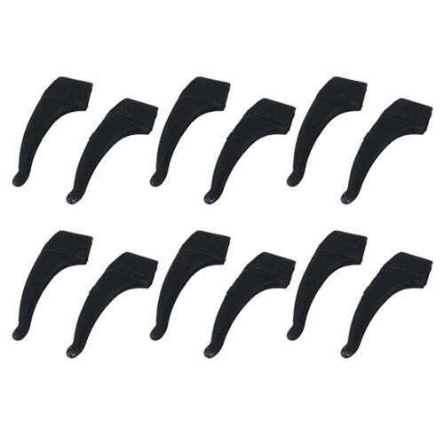 6 Paia di Ganci Occhiali Supporta Silicone Antiscivolo Orecchie - Nero