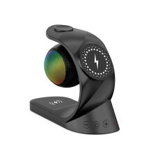 Haut-Parleur 5 en 1 Chargeur Sans Fil MagnĂ©tique 15 W Charge Rapide pour Montre Ăcouteurs pour Mobile Universel Noir