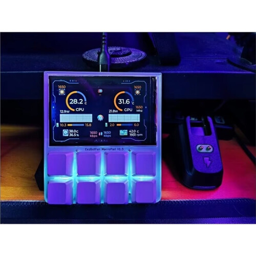 3.5 Inch LCD Programmable Macro Keyboard 8-Key Hot-Swappable RGB Backlight USB Secondary Display Black 1