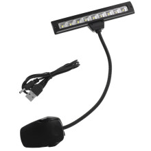 LED Music Stand Light Clip On Adjustable Piano Lamp with Flexible Hose and Power Cable Black