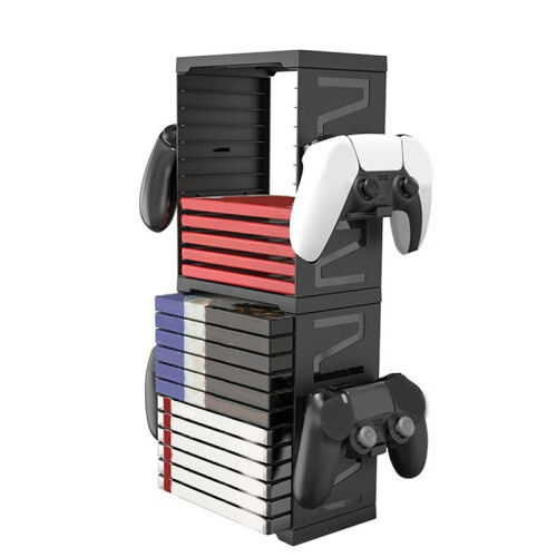 Game Disc Storage Tower for PS5/X-BOX SX/ One/ - with 4 Game Controllers Storage Rack 1