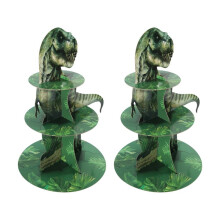 2Pcs 3 Tier Cupcake Stand Party Decorations Dinosaur Theme Cupcake Holder Decorations Dinosaur Dessert Tower for Kids