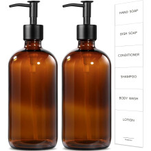 Dispensador de sabonete líquido para as mãos em estilo elegante de casa de campo, com base de vidro âmbar que oferece proteção UV para frascos