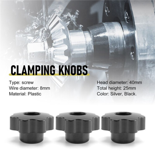 5 pieces Black star grip knobs, female thread diameter 8mm,  diameter 40mm 1