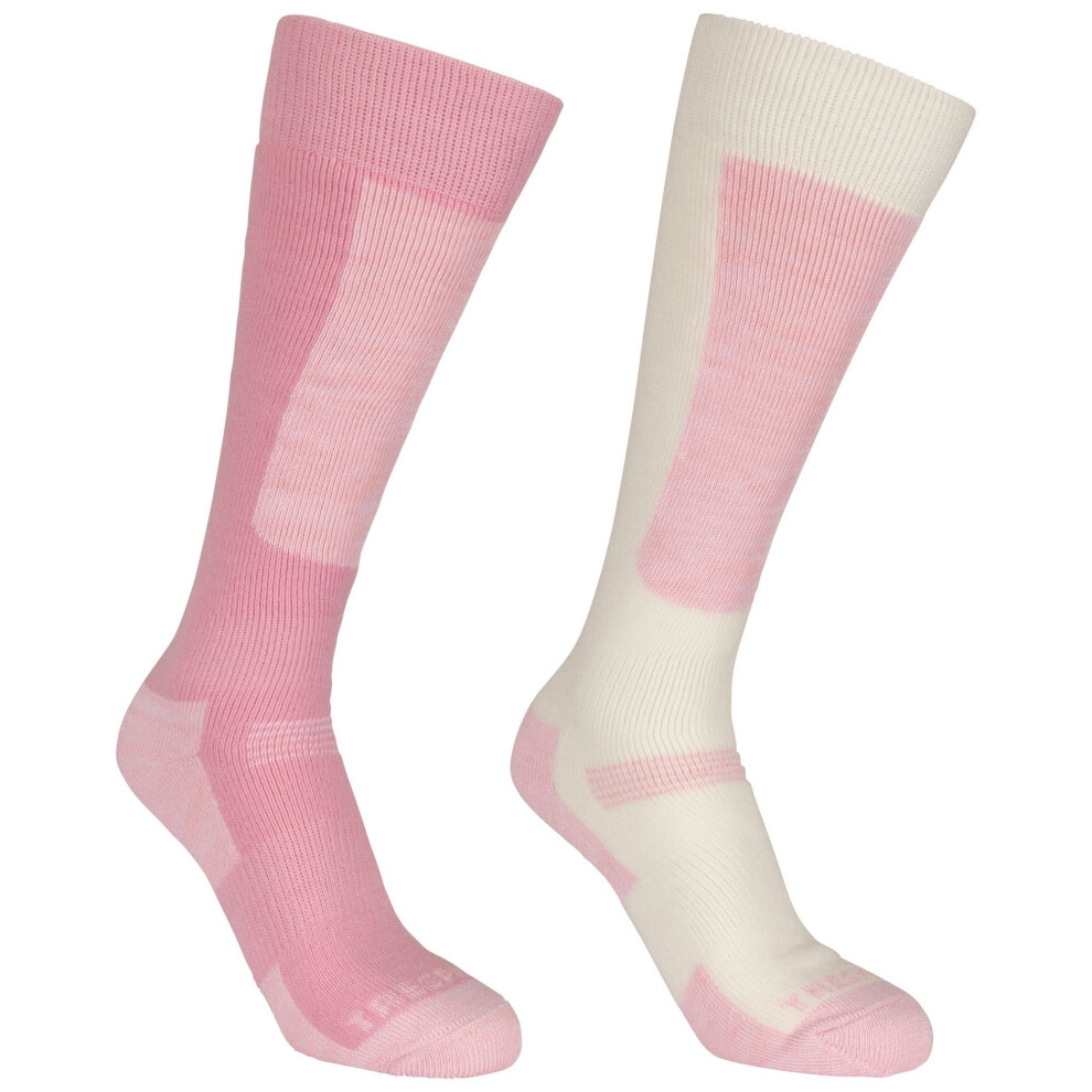 Trespass (12 Uk Child-3 Uk, Candy Pink/Off White) Childrens/Kids Convex Ski Socks (Pack Of 2)