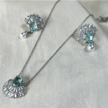 (891696Set 1188) Original Designer Swarovski Jewelry Luxury Pink Blue Fine Set For Women Charms Shell Necklace Earrings Bracelet Romantic Christmas
