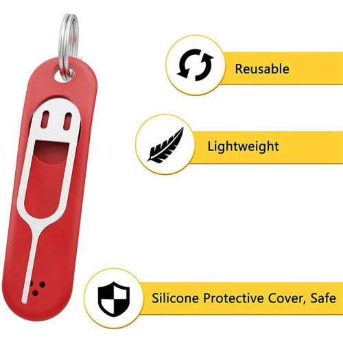 12Pc SIM Card Removal Tool-Sim Card Tray Pin Eject Removal Tool Needle Opener Ejector,with Removable Key Chain,Black+Red 2