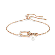 (5728588) New Swarovski Jewelry Fashion Unique Chain With Pearl Necklace Long Earrings Bracelet Ring Luxury Brand Swarovski Jewelry Set Memorial Gift
