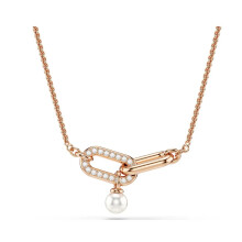 (5728589) New Swarovski Jewelry Fashion Unique Chain With Pearl Necklace Long Earrings Bracelet Ring Luxury Brand Swarovski Jewelry Set Memorial Gift