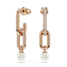 (5728585) New Swarovski Jewelry Fashion Unique Chain With Pearl Necklace Long Earrings Bracelet Ring Luxury Brand Swarovski Jewelry Set Memorial Gift