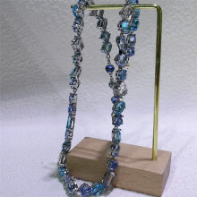 (Necklace-2208) Candy Collection Blue Choker Necklace Women Earrings Bracelet Charm Large Crystal High Quality Swarovski Jewelry Luxury Set Party Gift