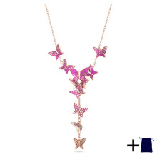 (Svfmhcrhn-L1781) 2026 New Texture Butterfly Zircon Necklace Earrings Bracelet Swarovski Jewelry Set Rainbow Color Candy Theme Queue Festival Gift