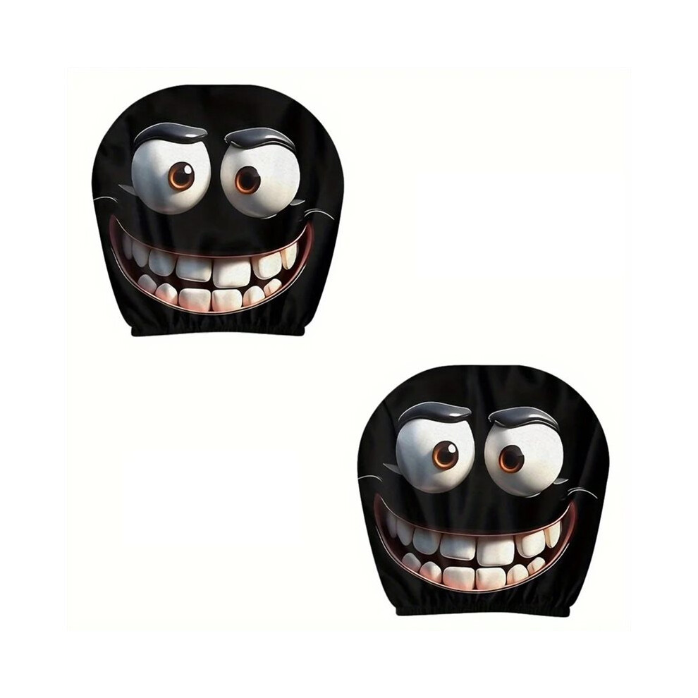 2Pcs Funny Cartoon Car Headrest Cover Eyes Rest Protector Universal Car Covers For Festival Decorations Tauoh