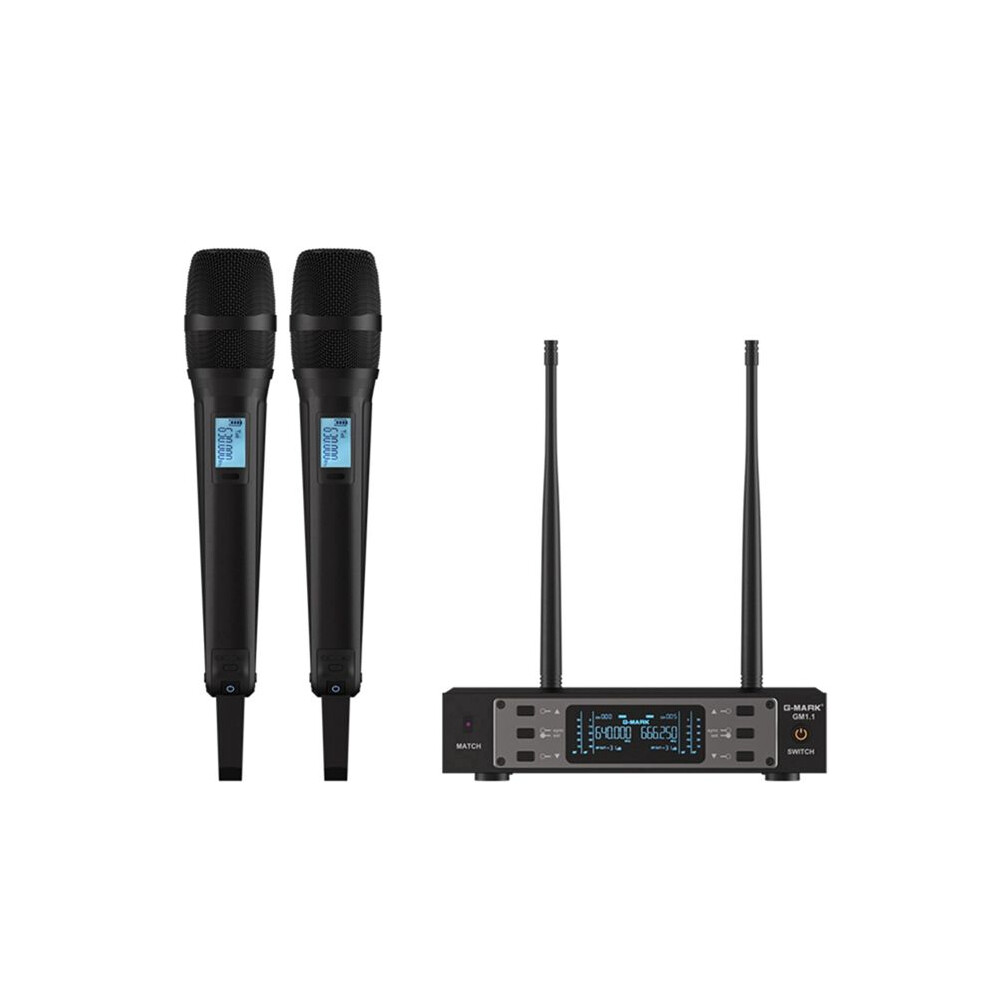 G-Mark Gm1. 1 Microphone Uhf Frequency Adjustable Handheld Karaoke Mic For Party Show Teaching Eu Plug Black 4712669789085