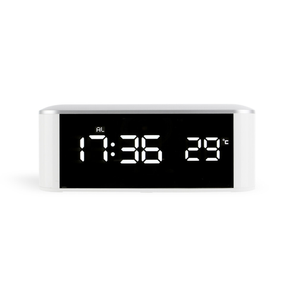 Led Alarm Clock Thermometer Digital Wall Clock With Seconds For Seniors For Heavy Sleepers Adults, Words White Exogio