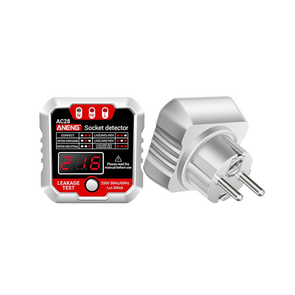 Aneng Ac28 Socket Tester With Lcd Display - Voltage And Phase Meter For Eu Outlets, Electrical Safety Inspection Tool B Eu Plug Exogio