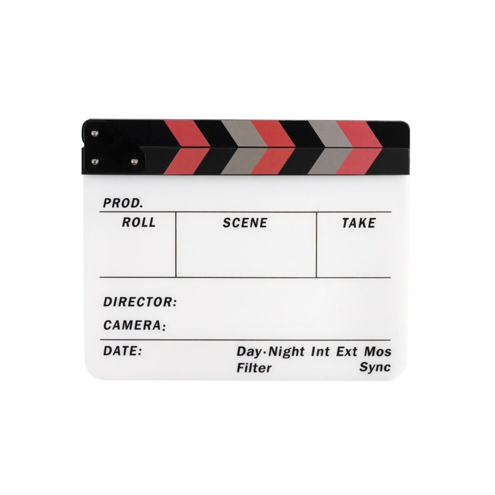 Exogio White Clapperboard Acrylic Movie Action Clap-Stick Director Film Clapboard, Ideal For Film, Tv, And Video Productions
