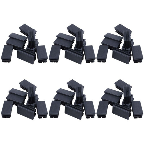 48 Pcs Black Plastic Rectangular Blanking End Caps Inserts 20mm X 40mm