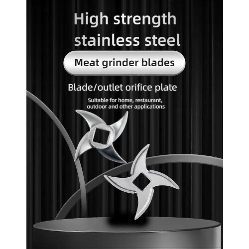 #12 Meat Grinder Blade and Stuffing Disk Set, Stainless Steel Replacement Knife Cutter, 2 Pack 1
