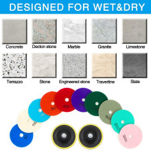 12Pcs 3 inch Diamond Polishing Pads Set Wet/Dry Polishing Kit for Granite Stone Concrete Marble Floor Grinder Polisher