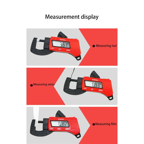 2 Pcs 0-12.7mm Plastic Carbon Fiber Composites Digital Thickness Caliper Micrometer Gauge 2