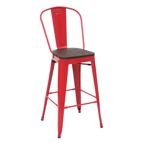 Tabouret de bar MCW-A73, assise en bois incluse