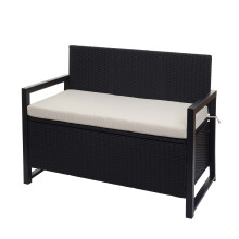 Poly-Rattan 2er Sitzbank MCW-F39, Gartenbank Truhenbank, Staufach Aufbewahrung Sitzkissen