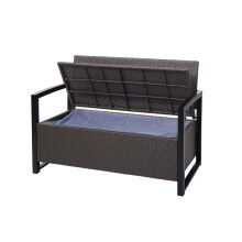 Poly-Rattan 2er Sitzbank MCW-F39, Gartenbank Truhenbank, Staufach Aufbewahrung Sitzkissen