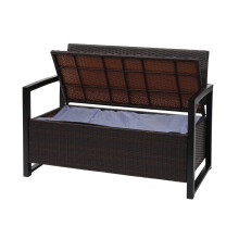 Poly-Rattan 2er Sitzbank MCW-F39, Gartenbank Truhenbank, Staufach Aufbewahrung Sitzkissen
