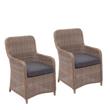 Set salotto giardino esterno salottino polyrattan MCW-E98 elegante cuscini grigi spun poly set 2x poltrone