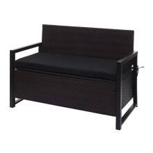 Poly-Rattan 2er Sitzbank MCW-F39, Gartenbank Truhenbank, Staufach Aufbewahrung Sitzkissen