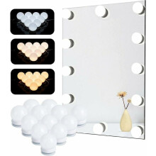 Solución de iluminación para maquillaje, 12 bombillas LED regulables para ajustes de luz versátiles, niveles de brillo ajustables de 3200K a