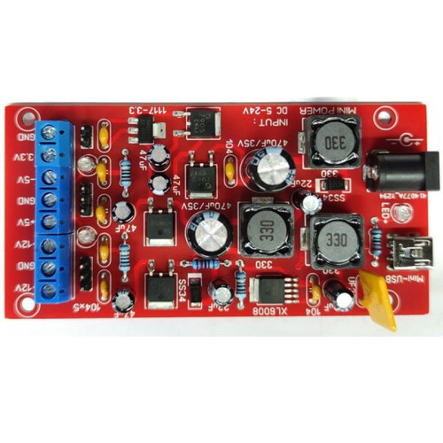 USB Dual Power Supply Module 5-24V to 12V 5V 3.3V Multiple Outputs Boost Converter Linear Regulator DIY Kit 2