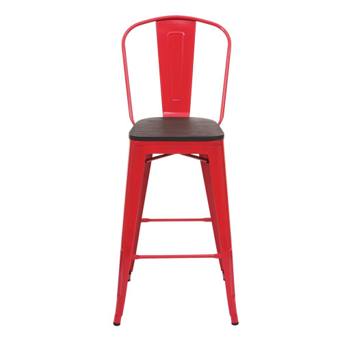 Tabouret de bar MCW-A73, assise en bois incluse 2