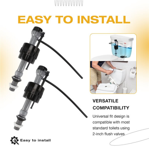 Kit Substituição Universal para Válvula Enchimento Vaso Sanitário com 2 Peças, Válvula Enchimento 2 Polegadas, Kit Reparo Ajustável para Vaso 1