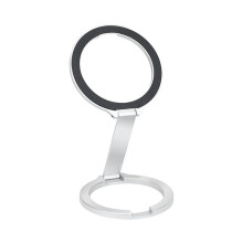 360 Rotatable Magnetic Phone Bracket, Foldable Multi-Function Stand for Secure Double-Sided Buckle Holder Silver