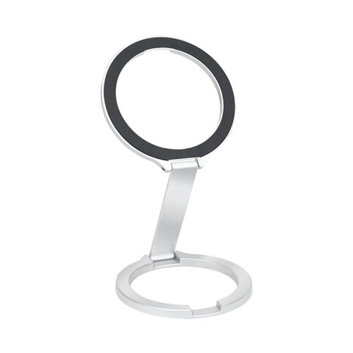 360 Rotatable Magnetic Phone Bracket, Foldable Multi-Function Stand for Secure Double-Sided Buckle Holder Silver