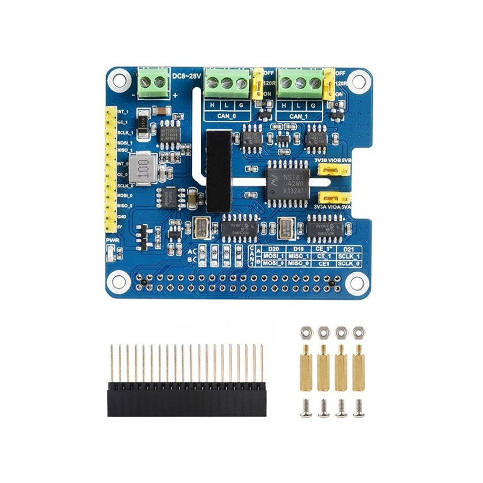 2-Channel Isolated Can Fd Expansion Hat For Raspberry Pi 5/4B/3B/Zero/Zero W/Zero 2W// W/ Wh Exogio