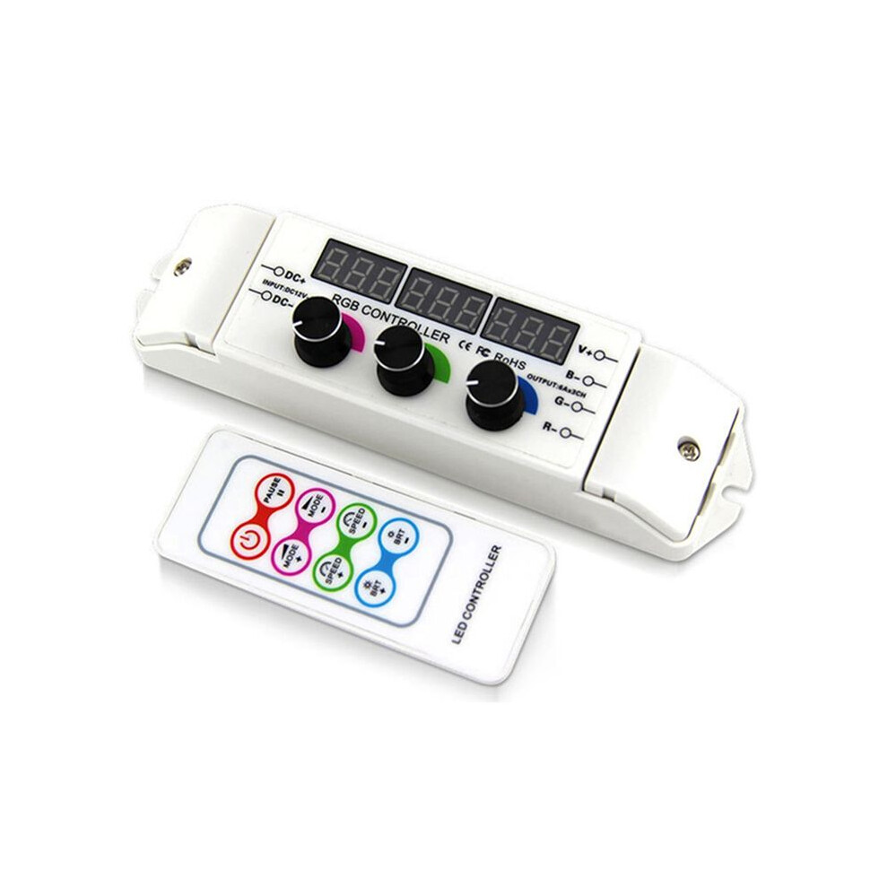 Dc12v-Dc24v Bc-350Rf 6Ax3ch Output Rgb Rgbw Led 5050 3528 Strip Controller Rf Remote Knob Dimmer Gray 6032189885752