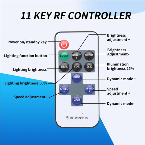 11 Keys LED Strip Controller  Dimmer RF Remote 5V USB Interface Controller for 5050/2835 Single Color LED Strip