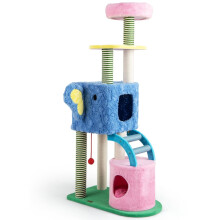 Árbol para gatos con temática de elefante, 2 cuevas, percha acolchada y postes rascadores