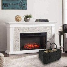2X Kamin Holz Filz Aufbewahrungs Tasche Korb Zeitungs Ständer Brenn Holz Tasche, Filz Faltbarer Brenn Holz Halter Korb Schwarz
