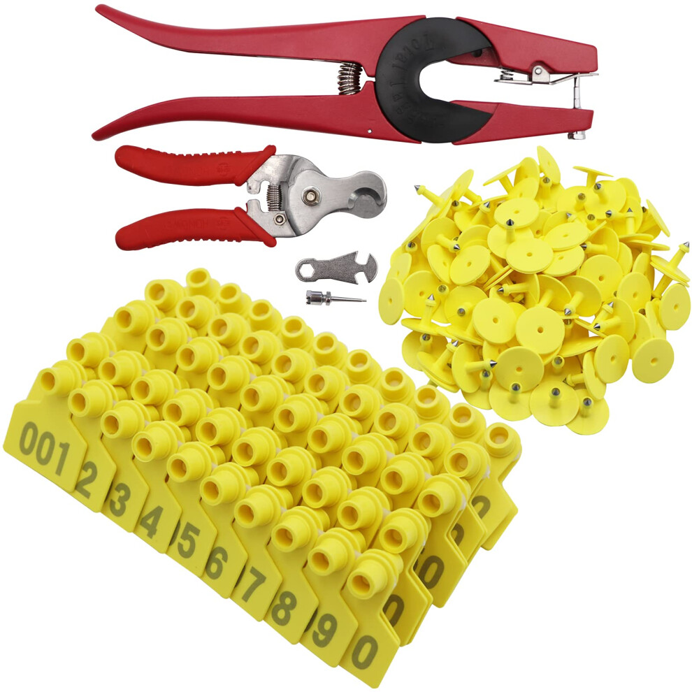 Livestock Ear Tag Applicator With Remover Tool, Yellow Animal Tag Pliers For Cattle Pig Sheep Goat 9330225566229