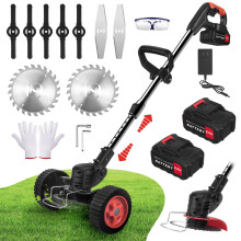 24V Cordless String Trimmer with 2 Batteries, 9 Blades and Charger, Lightweight Brushless Weed Eater for Yard Work