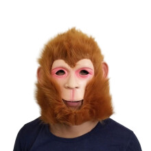 (One Size, Multicolor) Monkey Facewear for Cosplay, Animal Halloween Face Sheild, Breathable Full Face Animal Masquerade Facewear for Adults