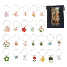 24pcs Summer Beach Wine Glass Charms Fun Identifier Tags for Stem Glasses for Parties
